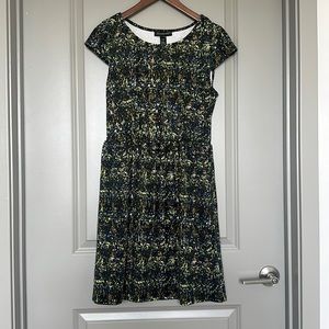 Nordstrom Socialite Black/Green/Brown Cap Sleeve Dress - Medium